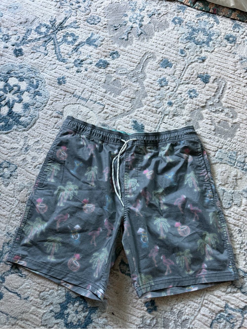 Goodfellow & Co Black Tropical Flamingo Swim Board Shorts